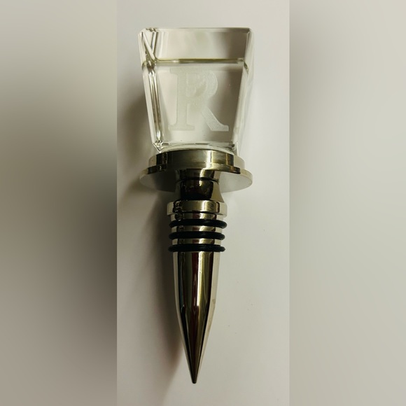 New R Glass and Metal Bottle Stopper 4 3/4" Long 1 1/4" Wide - Picture 3 of 9